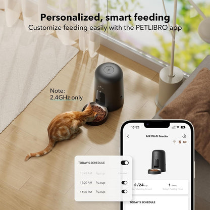 Smart Wi-Fi Automatic Cat Feeder - Rechargeable 2L Pet Food Dispenser with 30-Day Battery Life for Cats & Dogs - Timed Feeding Made Easy