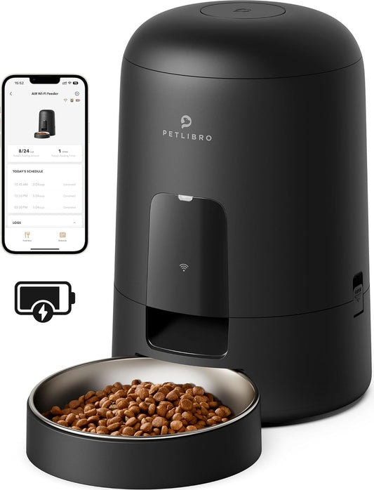 Smart Wi-Fi Automatic Cat Feeder - Rechargeable 2L Pet Food Dispenser with 30-Day Battery Life for Cats & Dogs - Timed Feeding Made Easy