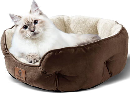 Cozy & Stylish Small Dog Bed - Extra Soft, Machine Washable, Anti-Slip & Water-Resistant for Puppies and Kitties - 20 Inches, Brown